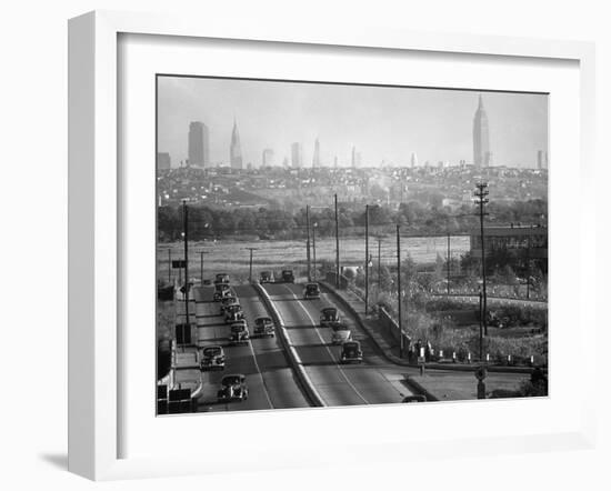 Panoramic of New York City Skyline Seen from New Jersey-Andreas Feininger-Framed Photographic Print