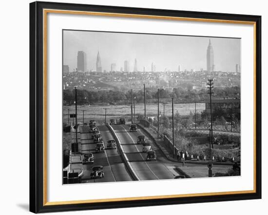 Panoramic of New York City Skyline Seen from New Jersey-Andreas Feininger-Framed Photographic Print