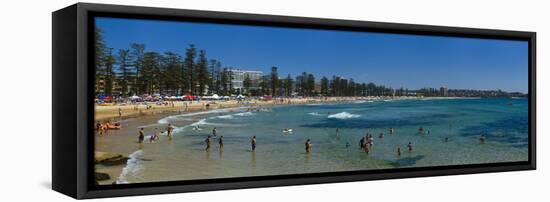 Panoramic of Surf Lifesaving Contest, Manly Beach, Sydney, New South Wales, Australia, Pacific-Giles Bracher-Framed Premier Image Canvas