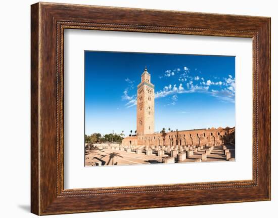 Panoramic of the ancient Koutoubia Mosque and minaret tower, Marrakech, Morocco, North Africa-Roberto Moiola-Framed Photographic Print