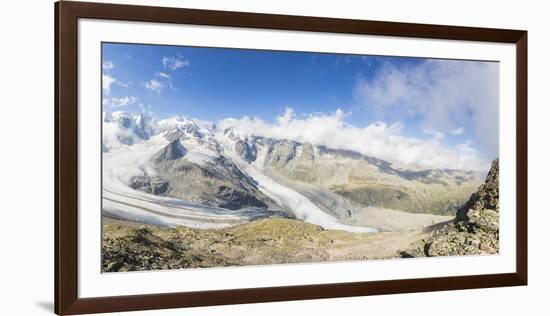 Panoramic of the Diavolezza and Pers glaciers, St. Moritz, canton of Graubunden, Engadine, Switzerl-Roberto Moiola-Framed Photographic Print