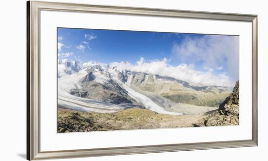 Panoramic of the Diavolezza and Pers glaciers, St. Moritz, canton of Graubunden, Engadine, Switzerl-Roberto Moiola-Framed Photographic Print