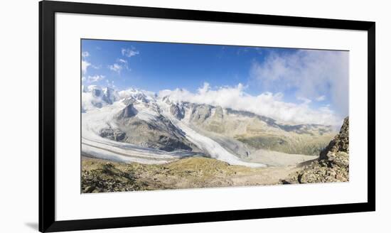 Panoramic of the Diavolezza and Pers glaciers, St. Moritz, canton of Graubunden, Engadine, Switzerl-Roberto Moiola-Framed Photographic Print