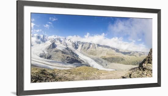 Panoramic of the Diavolezza and Pers glaciers, St. Moritz, canton of Graubunden, Engadine, Switzerl-Roberto Moiola-Framed Photographic Print