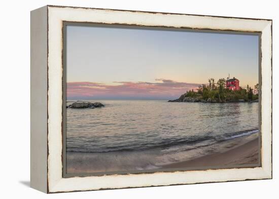 Panoramic of the Marquette Harbor Lighthouse on Lake Superior in Marquette, Michigan USA-Chuck Haney-Framed Premier Image Canvas