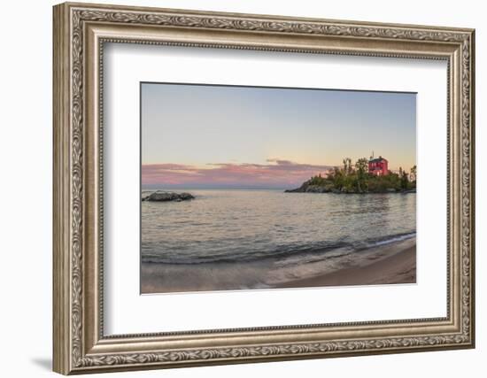 Panoramic of the Marquette Harbor Lighthouse on Lake Superior in Marquette, Michigan USA-Chuck Haney-Framed Photographic Print