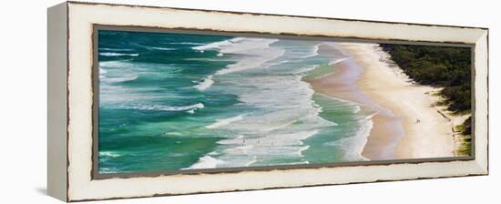 Panoramic Photo of Surfers Heading Out to Surf on Tallow Beach at Cape Byron Bay, Australia-Matthew Williams-Ellis-Framed Premier Image Canvas