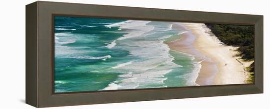 Panoramic Photo of Surfers Heading Out to Surf on Tallow Beach at Cape Byron Bay, Australia-Matthew Williams-Ellis-Framed Premier Image Canvas