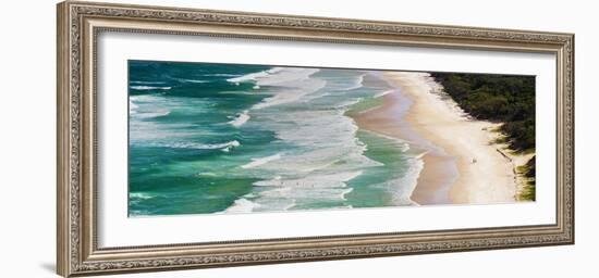 Panoramic Photo of Surfers Heading Out to Surf on Tallow Beach at Cape Byron Bay, Australia-Matthew Williams-Ellis-Framed Photographic Print