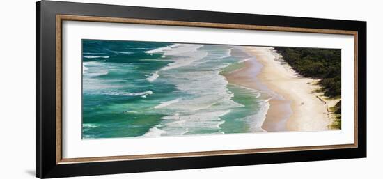 Panoramic Photo of Surfers Heading Out to Surf on Tallow Beach at Cape Byron Bay, Australia-Matthew Williams-Ellis-Framed Photographic Print