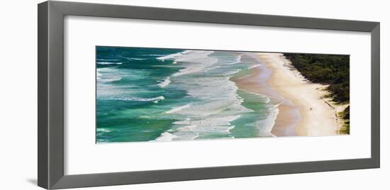 Panoramic Photo of Surfers Heading Out to Surf on Tallow Beach at Cape Byron Bay, Australia-Matthew Williams-Ellis-Framed Photographic Print