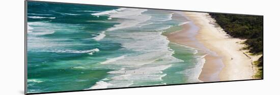 Panoramic Photo of Surfers Heading Out to Surf on Tallow Beach at Cape Byron Bay, Australia-Matthew Williams-Ellis-Mounted Photographic Print