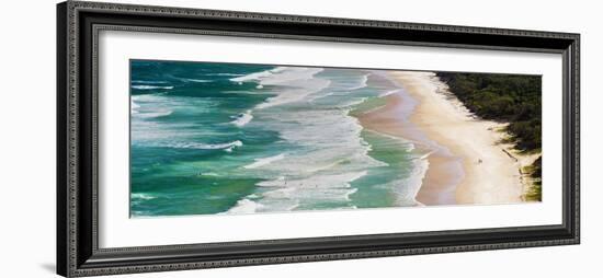 Panoramic Photo of Surfers Heading Out to Surf on Tallow Beach at Cape Byron Bay, Australia-Matthew Williams-Ellis-Framed Photographic Print