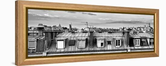 Panoramic Rooftops View, Black and White Photography, Sacre-Cœur Basilica, Paris, France-Philippe Hugonnard-Framed Premier Image Canvas