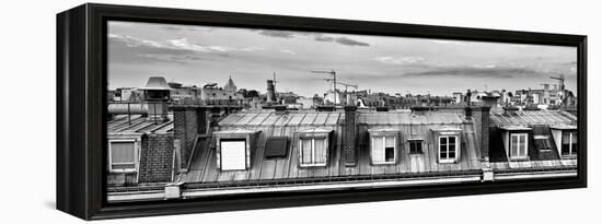Panoramic Rooftops View, Black and White Photography, Sacre-Cœur Basilica, Paris, France-Philippe Hugonnard-Framed Premier Image Canvas
