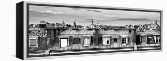 Panoramic Rooftops View, Black and White Photography, Sacre-Cœur Basilica, Paris, France-Philippe Hugonnard-Framed Premier Image Canvas