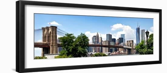 Panoramic Skyline of Manhattan, Brooklyn Bridge and One World Trade Center, New York City, US-Philippe Hugonnard-Framed Photographic Print
