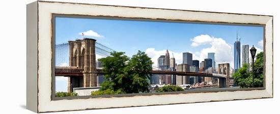 Panoramic Skyline of Manhattan, Brooklyn Bridge and One World Trade Center, New York City, US-Philippe Hugonnard-Framed Premier Image Canvas