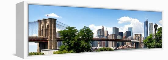 Panoramic Skyline of Manhattan, Brooklyn Bridge and One World Trade Center, New York City, US-Philippe Hugonnard-Framed Premier Image Canvas