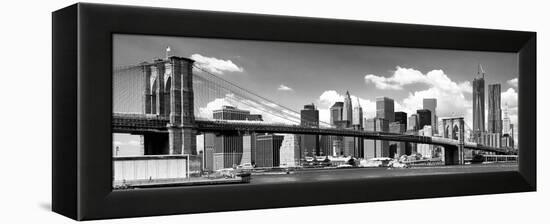 Panoramic, Skyline of NYC, Manhattan and Brooklyn Bridge, One World Trade Center, US-Philippe Hugonnard-Framed Premier Image Canvas