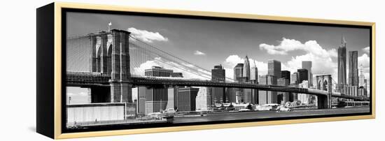 Panoramic, Skyline of NYC, Manhattan and Brooklyn Bridge, One World Trade Center, US-Philippe Hugonnard-Framed Premier Image Canvas