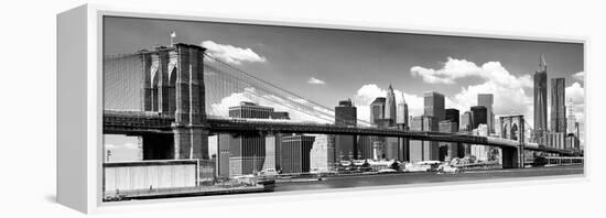 Panoramic, Skyline of NYC, Manhattan and Brooklyn Bridge, One World Trade Center, US-Philippe Hugonnard-Framed Premier Image Canvas