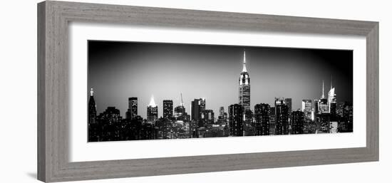 Panoramic Skyline of the Skyscrapers of Manhattan by Night from Brooklyn-Philippe Hugonnard-Framed Photographic Print