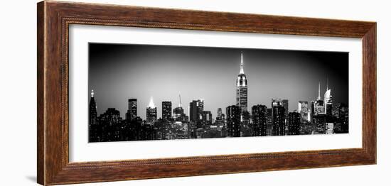 Panoramic Skyline of the Skyscrapers of Manhattan by Night from Brooklyn-Philippe Hugonnard-Framed Photographic Print