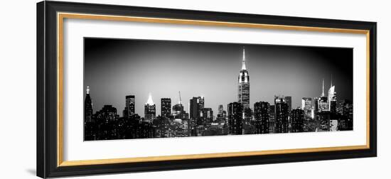 Panoramic Skyline of the Skyscrapers of Manhattan by Night from Brooklyn-Philippe Hugonnard-Framed Photographic Print