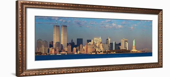 Panoramic Sunset View of World Trade Towers--Framed Photographic Print