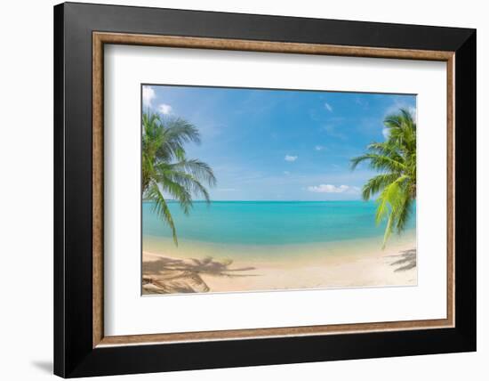 Panoramic Tropical Beach with Coconut Palm-Hydromet-Framed Photographic Print