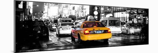 Panoramic Urban View - Yellow Cab on 7th Avenue at Times Square by Night-Philippe Hugonnard-Mounted Photographic Print