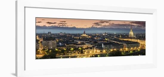 Panoramic View at Dusk, Turin, Piedmont, Italy-Stefano Politi Markovina-Framed Photographic Print
