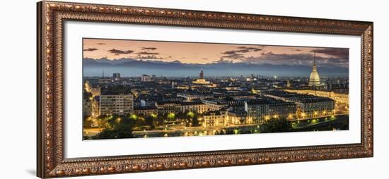 Panoramic View at Dusk, Turin, Piedmont, Italy-Stefano Politi Markovina-Framed Photographic Print