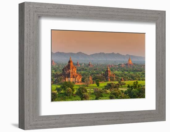 Panoramic View at Sunset over the Ancient Temples and Pagodas, Bagan, Myanmar or Burma-Stefano Politi Markovina-Framed Photographic Print