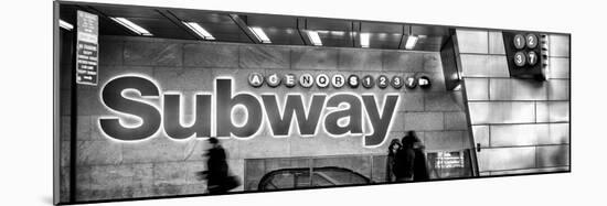Panoramic View - Entrance of a Subway Station in Times Square - Urban Street Scene by Night-Philippe Hugonnard-Mounted Photographic Print