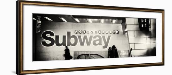 Panoramic View - Entrance of a Subway Station in Times Square - Urban Street Scene by Night-Philippe Hugonnard-Framed Photographic Print