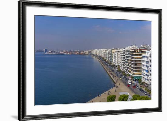 Panoramic view from the city's landmark The White Tower, of historic waterfront up to the port area-null-Framed Photographic Print