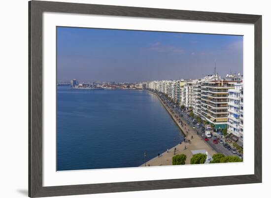 Panoramic view from the city's landmark The White Tower, of historic waterfront up to the port area-null-Framed Photographic Print