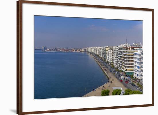 Panoramic view from the city's landmark The White Tower, of historic waterfront up to the port area-null-Framed Photographic Print
