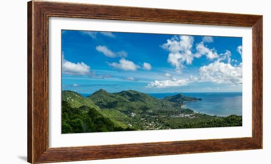 Panoramic view from the highest peak on the island of Koh Tao, Thailand, Southeast Asia, Asia-Logan Brown-Framed Photographic Print