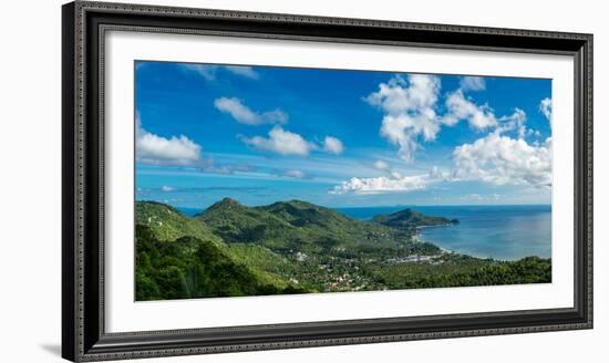 Panoramic view from the highest peak on the island of Koh Tao, Thailand, Southeast Asia, Asia-Logan Brown-Framed Photographic Print