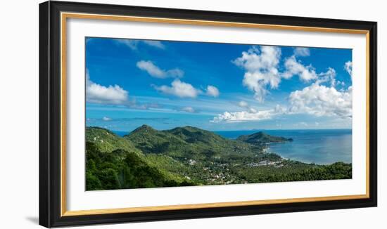 Panoramic view from the highest peak on the island of Koh Tao, Thailand, Southeast Asia, Asia-Logan Brown-Framed Photographic Print