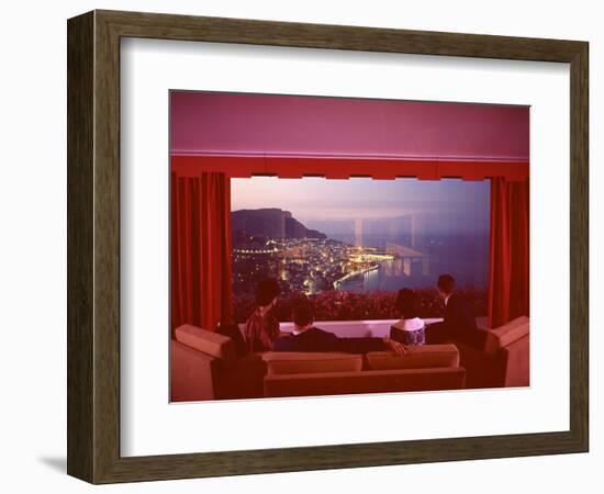 Panoramic View from the Vistaero Hotel Perched on the Edge of a Cliff Above Monte Carlo, Monaco-Ralph Crane-Framed Photographic Print