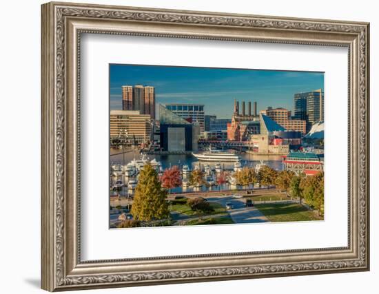 Panoramic view of Baltimore Inner Harbour, Maryland - shot from Federal Park Hill-null-Framed Photographic Print