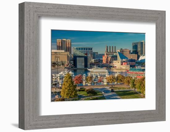 Panoramic view of Baltimore Inner Harbour, Maryland - shot from Federal Park Hill-null-Framed Photographic Print