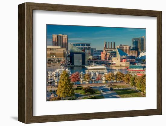 Panoramic view of Baltimore Inner Harbour, Maryland - shot from Federal Park Hill-null-Framed Photographic Print