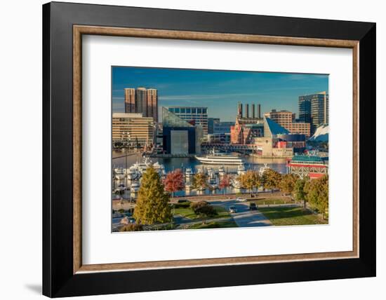 Panoramic view of Baltimore Inner Harbour, Maryland - shot from Federal Park Hill-null-Framed Photographic Print