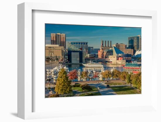 Panoramic view of Baltimore Inner Harbour, Maryland - shot from Federal Park Hill-null-Framed Photographic Print