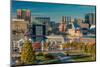 Panoramic view of Baltimore Inner Harbour, Maryland - shot from Federal Park Hill-null-Mounted Photographic Print